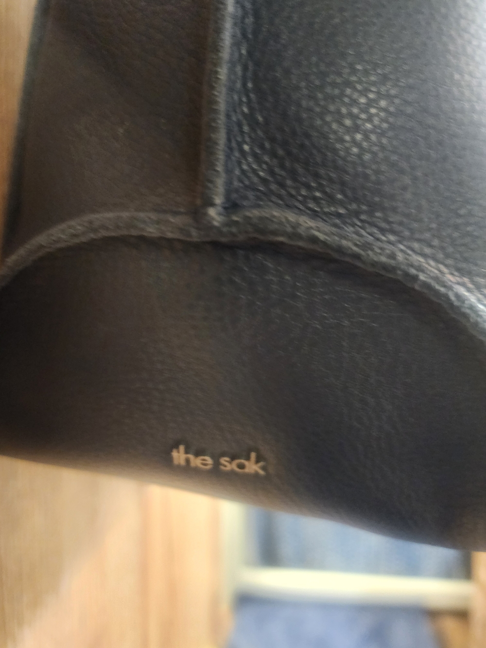 The Sak Navy Leather Shoulder Tote with Brown Straps - Picture 3 of 4